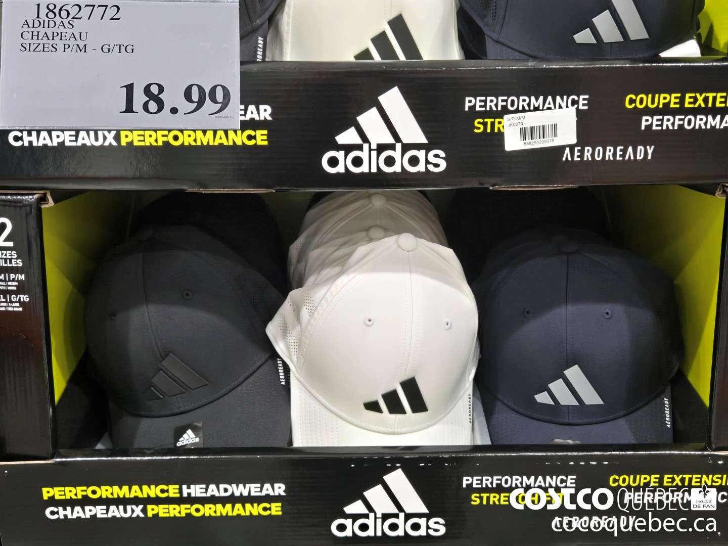 1862772 ADIDAS CHAPEAU SIZES P/M - G/TG  $18.99