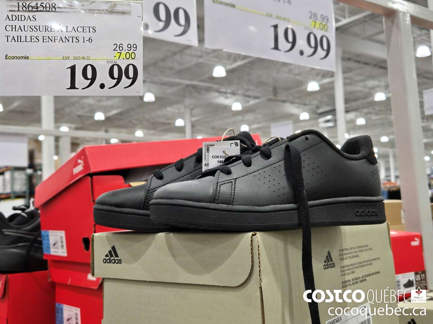 1864508 ADIDAS CHAUSSURE A LACETS TAILLES ENFANTS 1-6  ($7.00 INSTANT SAVINGS EXPIRES ON 2025-06-22) $19.99