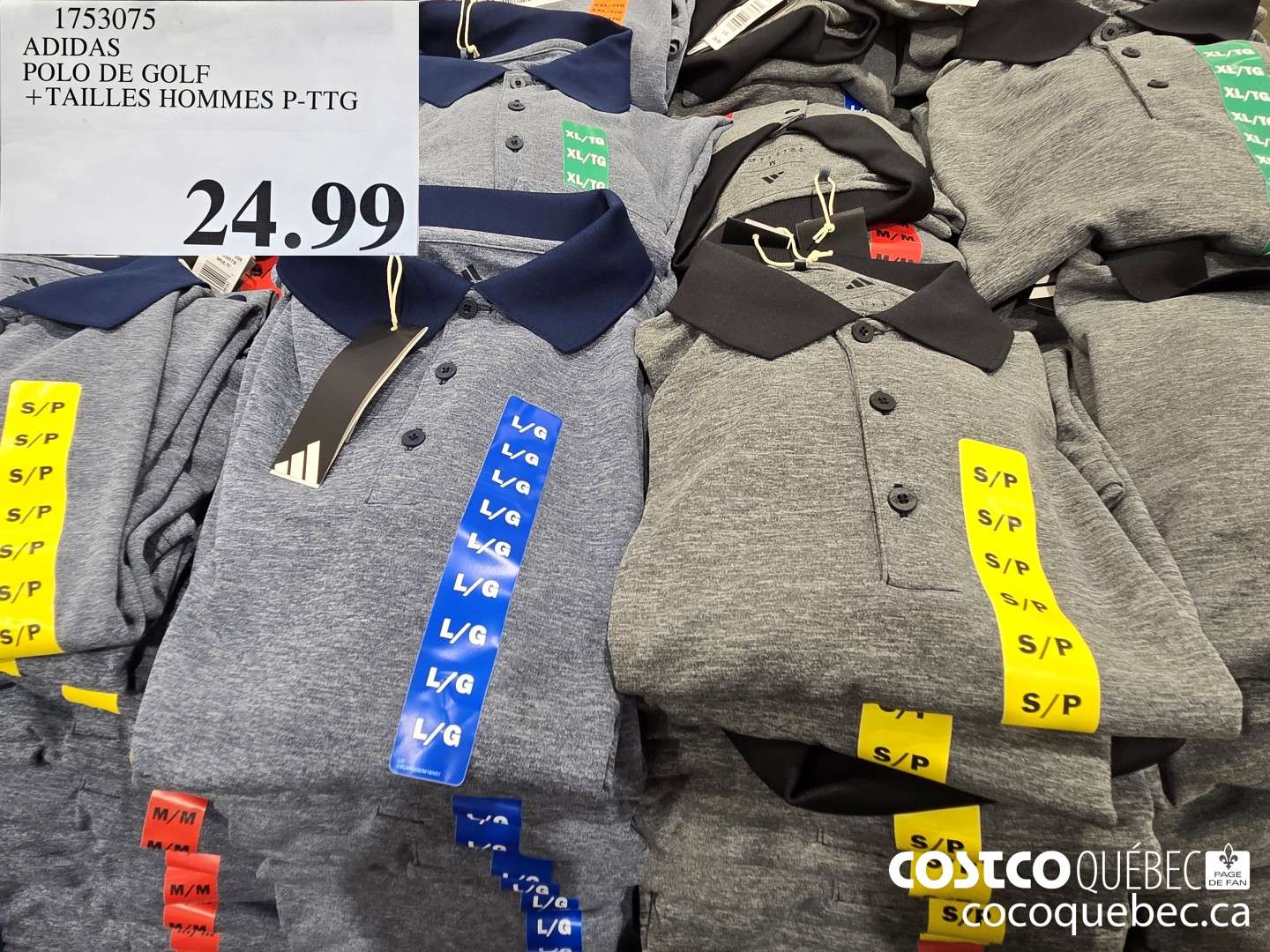 1753075 ADIDAS POLO DE GOLF + TAILLES HOMMES P-TTG  $24.99