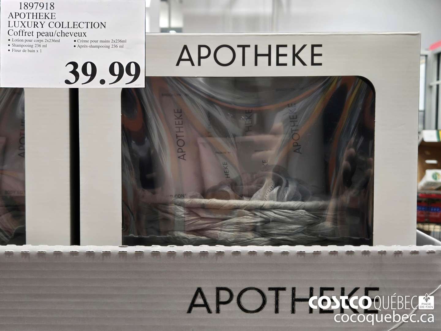 1897918 APOTHEKE LUXURY COLLECTION Coffret peau/cheveux  $39.99