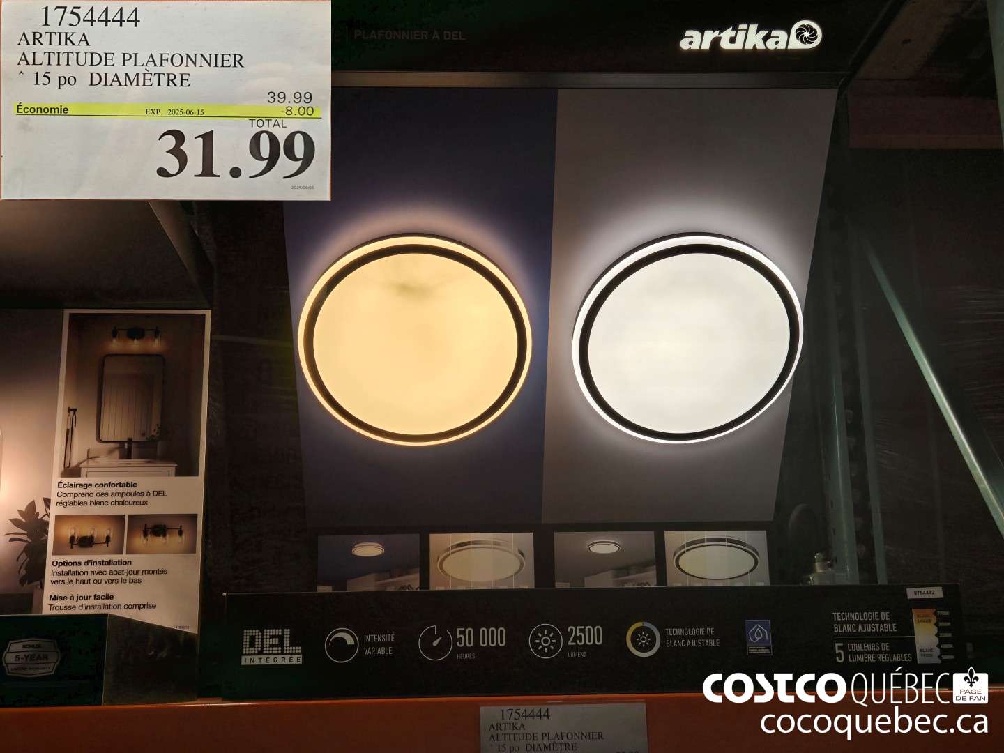 1754444 ARTIKA ALTITUDE PLAFONNIER  ($8.00 INSTANT SAVINGS EXPIRES ON 2025-06-15) $31.99
