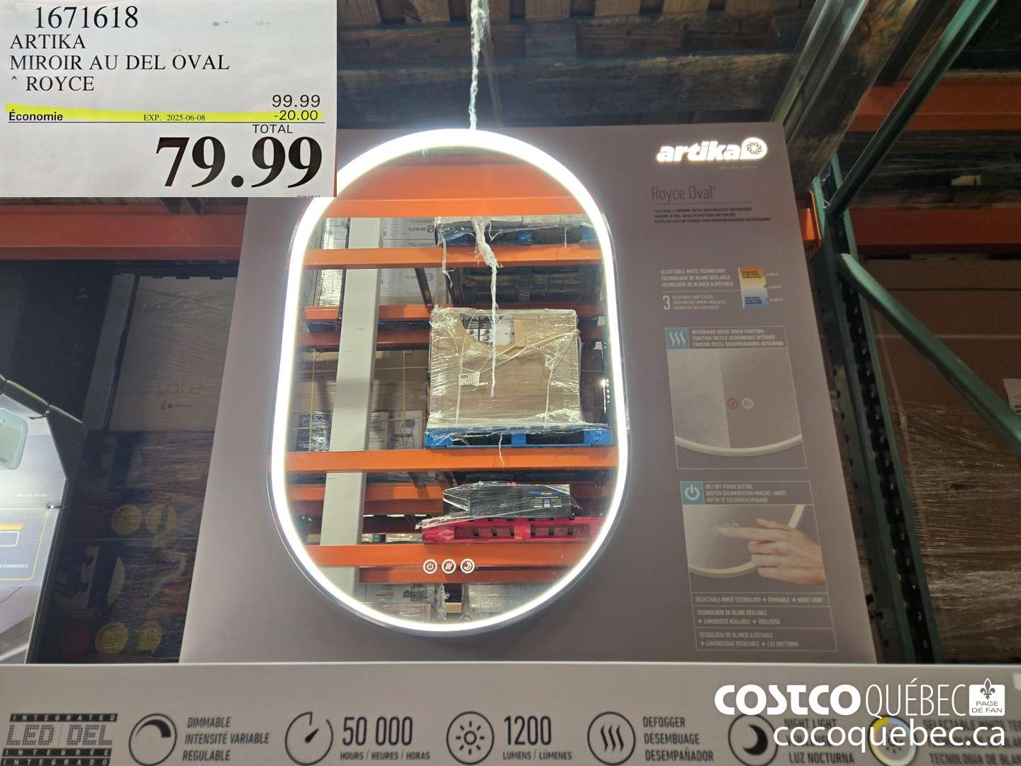 1671618 ARTIKA MIROIR AU DEL OVAL ROYCE  ($20.00 INSTANT SAVINGS EXPIRES ON 2025-06-08) $79.99