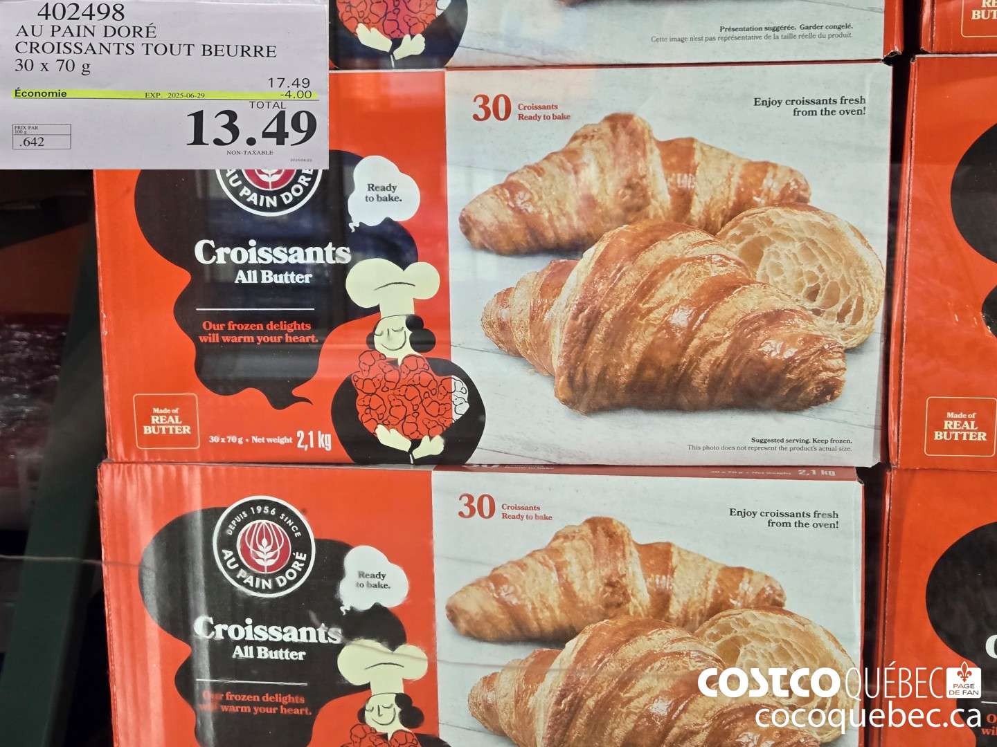 402498 AU PAIN DORE CROISSANTS TOUT BEURRE 30 x 70g ($4.50 INSTANT SAVINGS EXPIRES ON 2025-06-29) $13.49