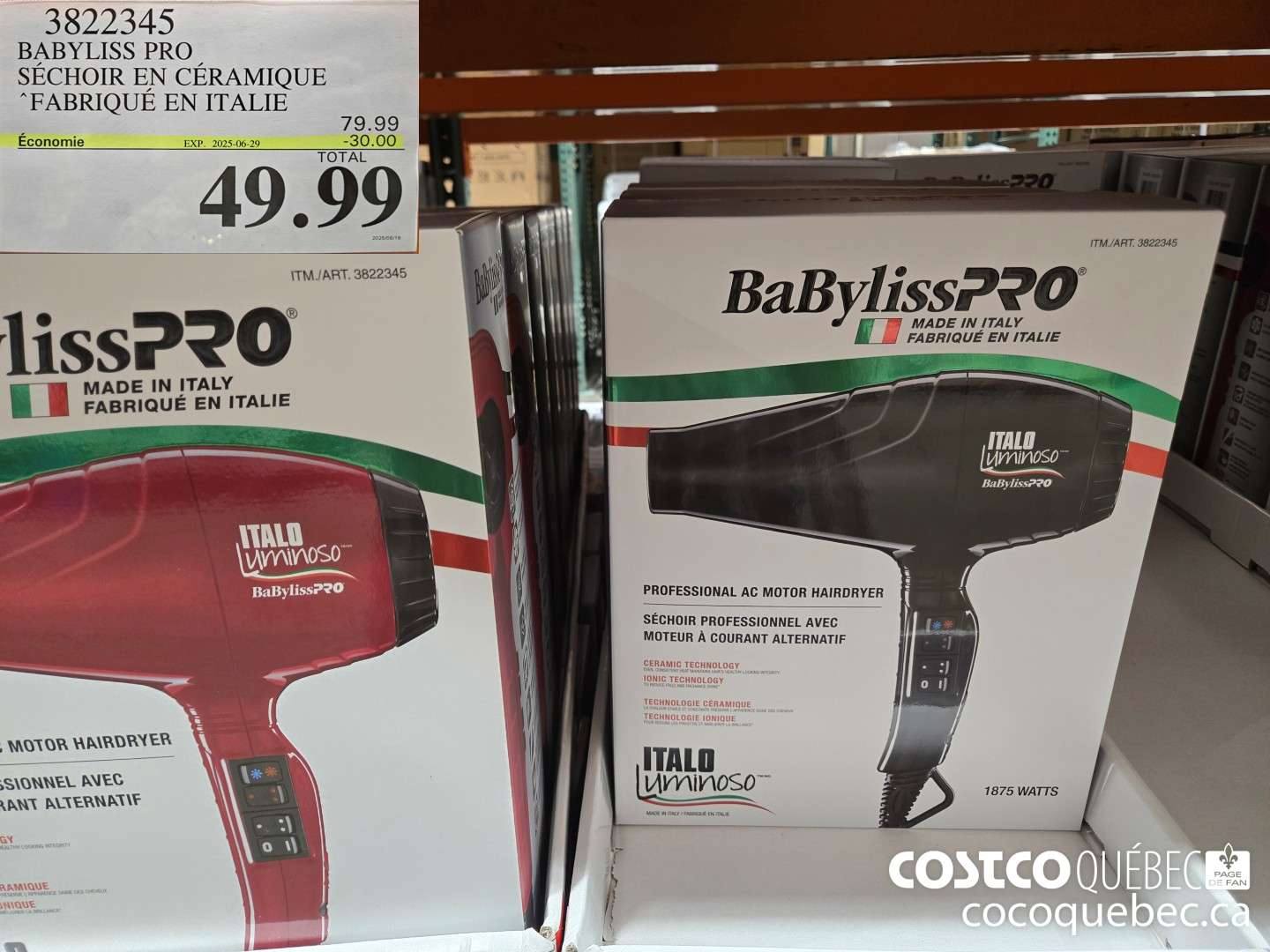 3822345 BABYLISS PRO SECHOIR EN CERAMIQUE ($30.00 INSTANT SAVINGS EXPIRES ON 2025-06-29) $49.99