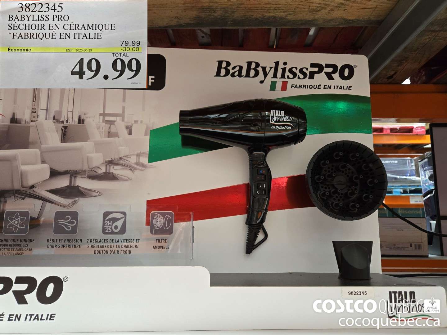 3822345 BABYLISS PRO SECHOIR EN CERAMIQUE ($30.00 INSTANT SAVINGS EXPIRES ON 2025-06-29) $49.99