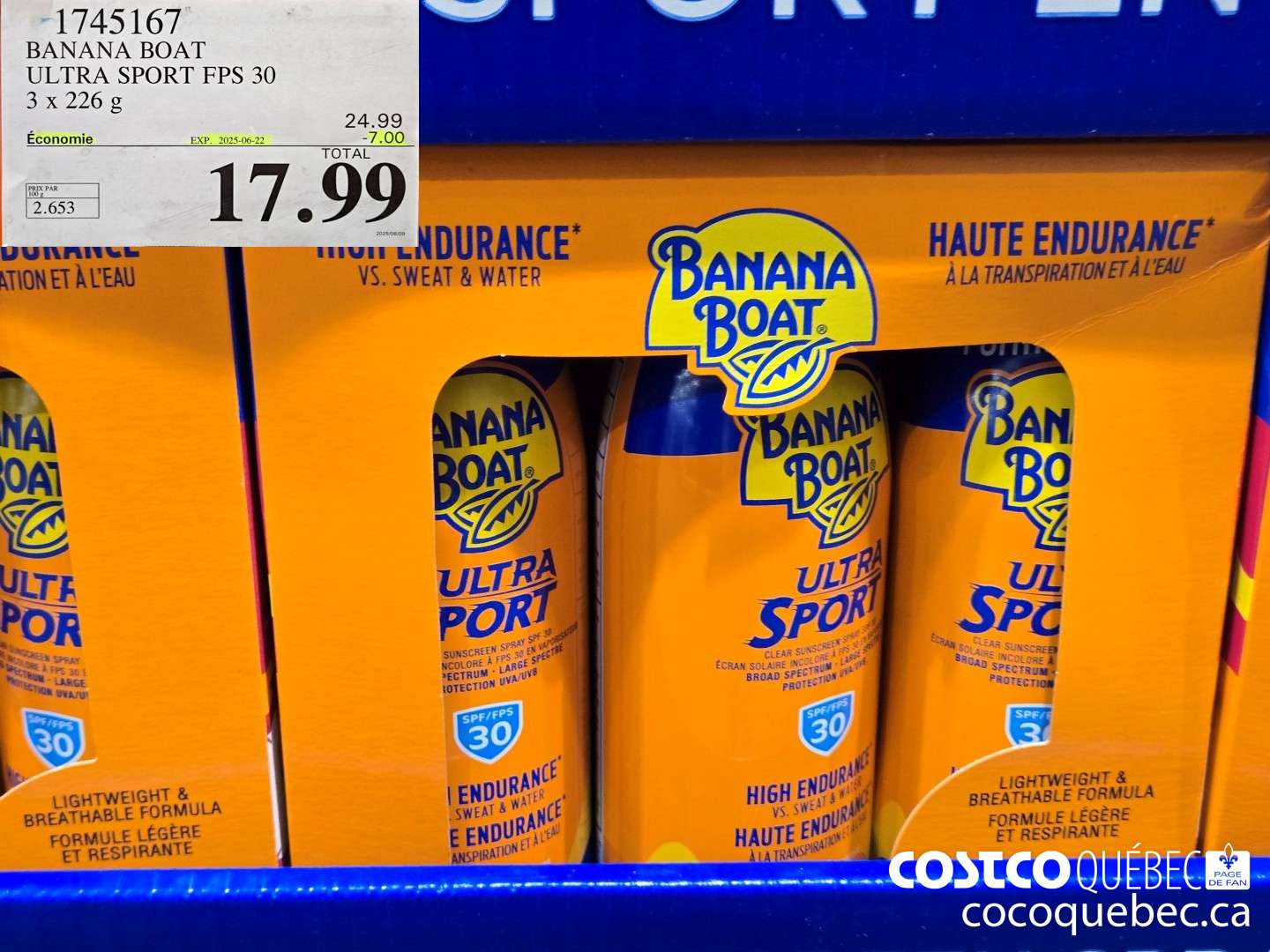 1745167 BANANA BOAT ULTRA SPORT FPS 30  ($7.00 INSTANT SAVINGS EXPIRES ON 2025-06-22) $17.99