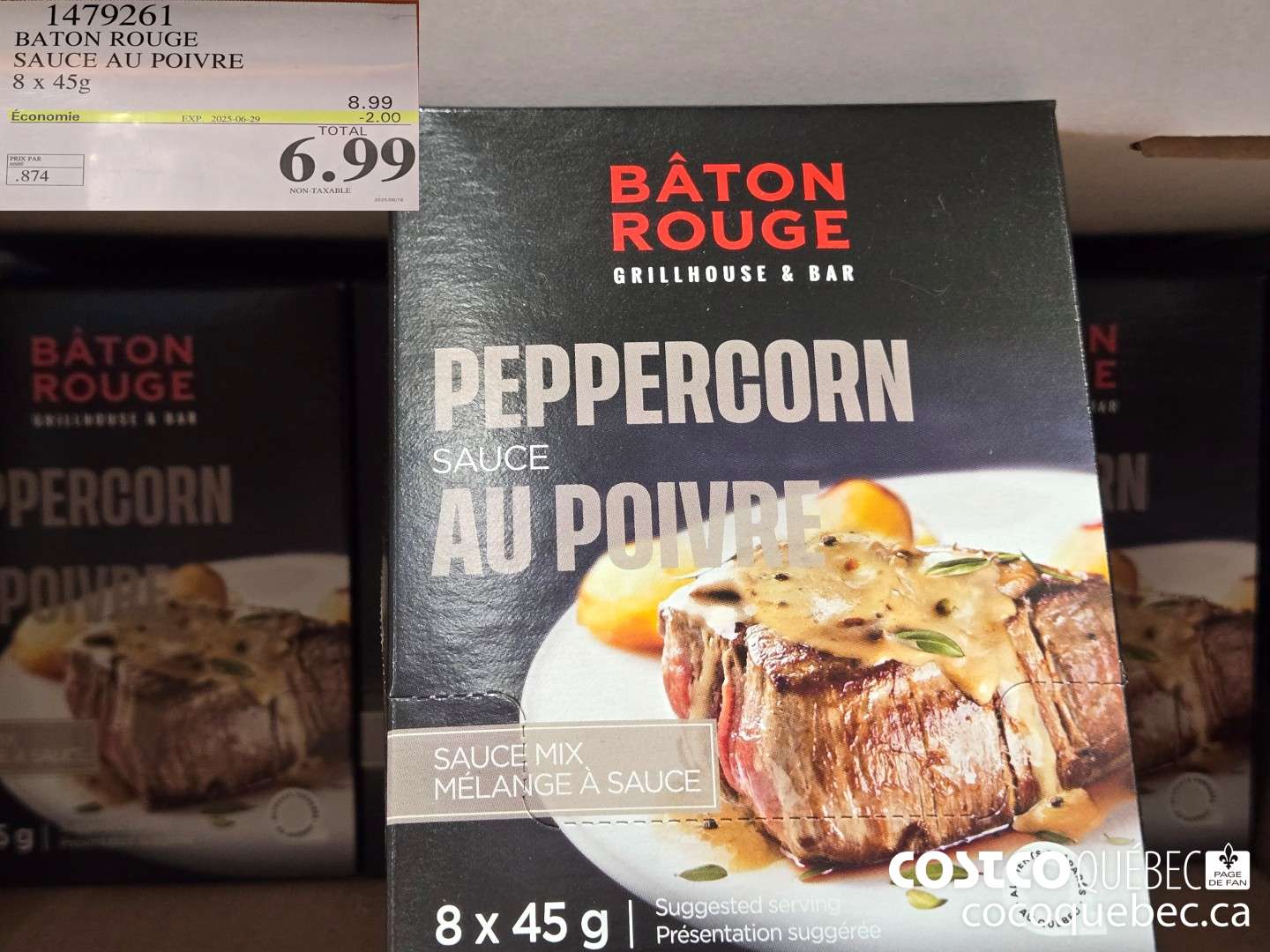 1479261 BATON ROUGE SAUCE’AU POIVRE 8 x 45g  ($2.00 INSTANT SAVINGS EXPIRES ON 2025-06-29) $6.99