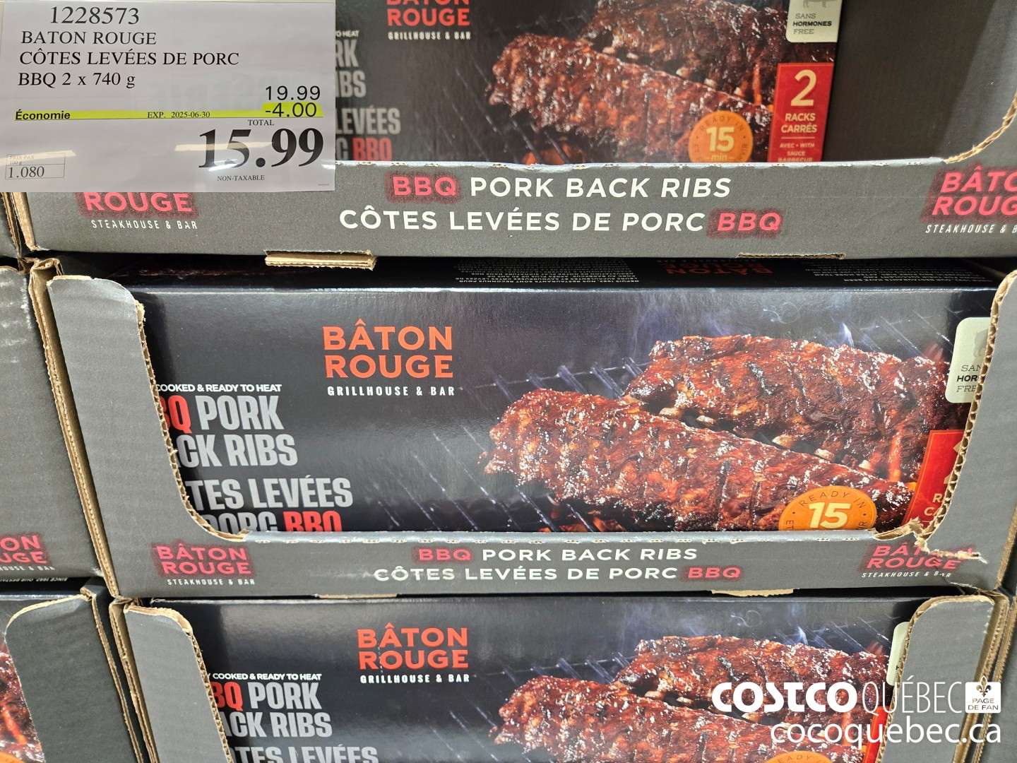1228573 BATON ROUGE COTES LEVEES DE BBQ 2 x 740 g  ($4.00 INSTANT SAVINGS EXPIRES ON 2025-06-30) $15.99