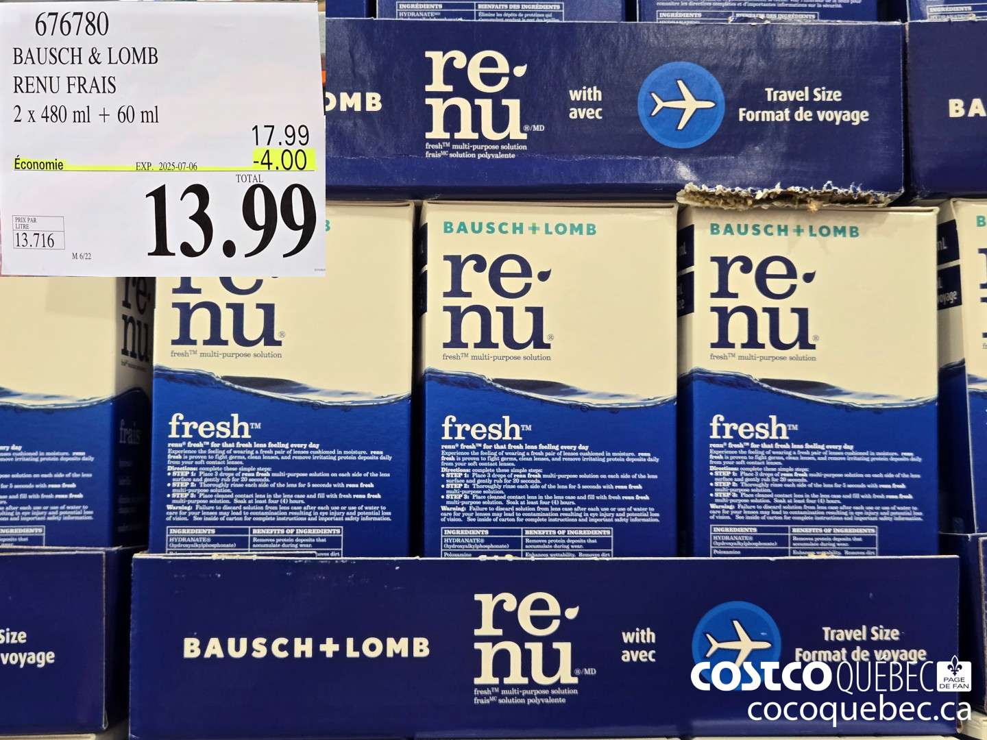 676780 BAUSCH & LOMB RENU FRAIS 2X 480ml + 60ml  ($4.00 INSTANT SAVINGS EXPIRES ON 2025-07-06) $13.99