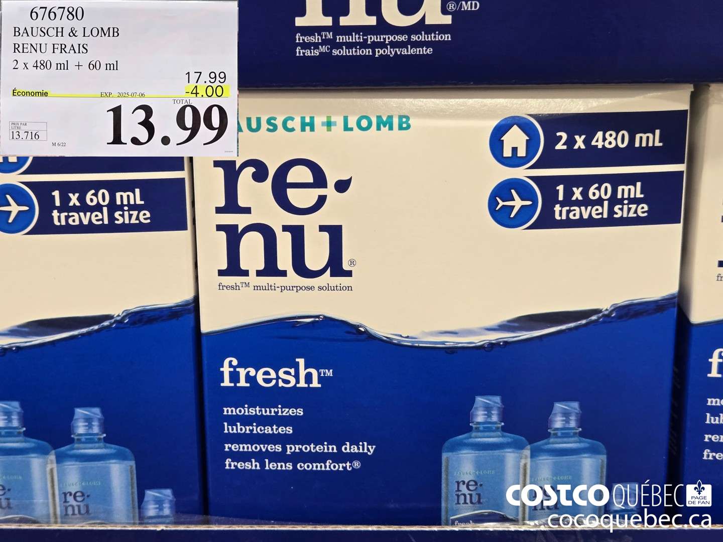 676780 BAUSCH & LOMB RENU FRAIS 2X 480ml + 60ml  ($4.00 INSTANT SAVINGS EXPIRES ON 2025-07-06) $13.99