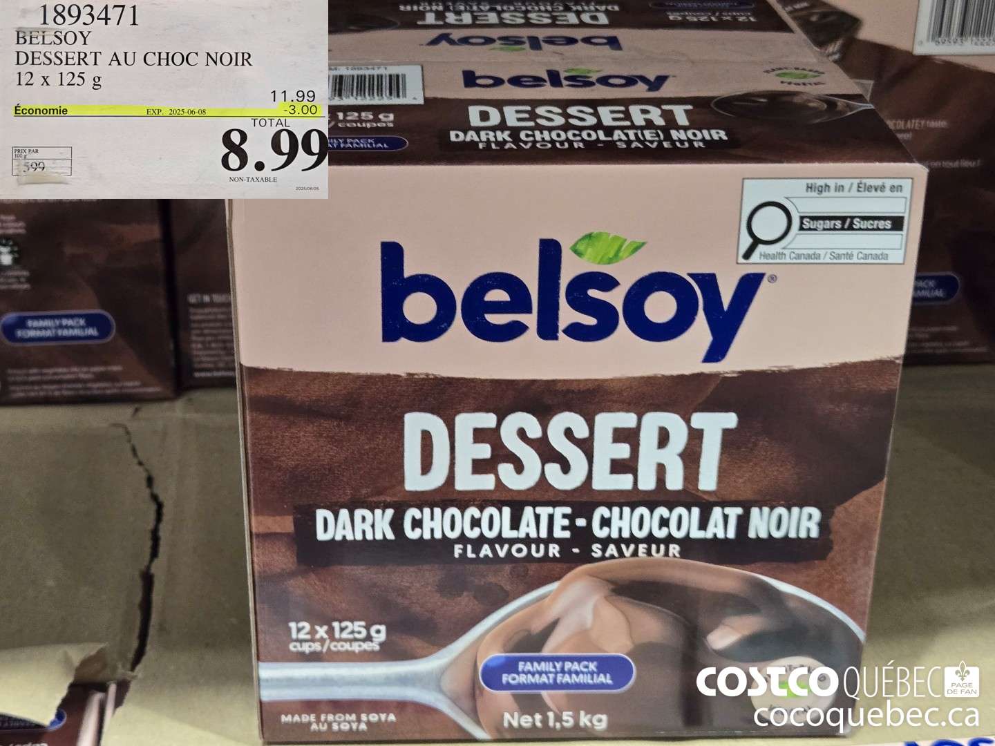 1893471 BELSOY DESSERT AU CHOC NOIR 12x125 G  ($3.00 INSTANT SAVINGS EXPIRES ON 2025-06-08) $8.99