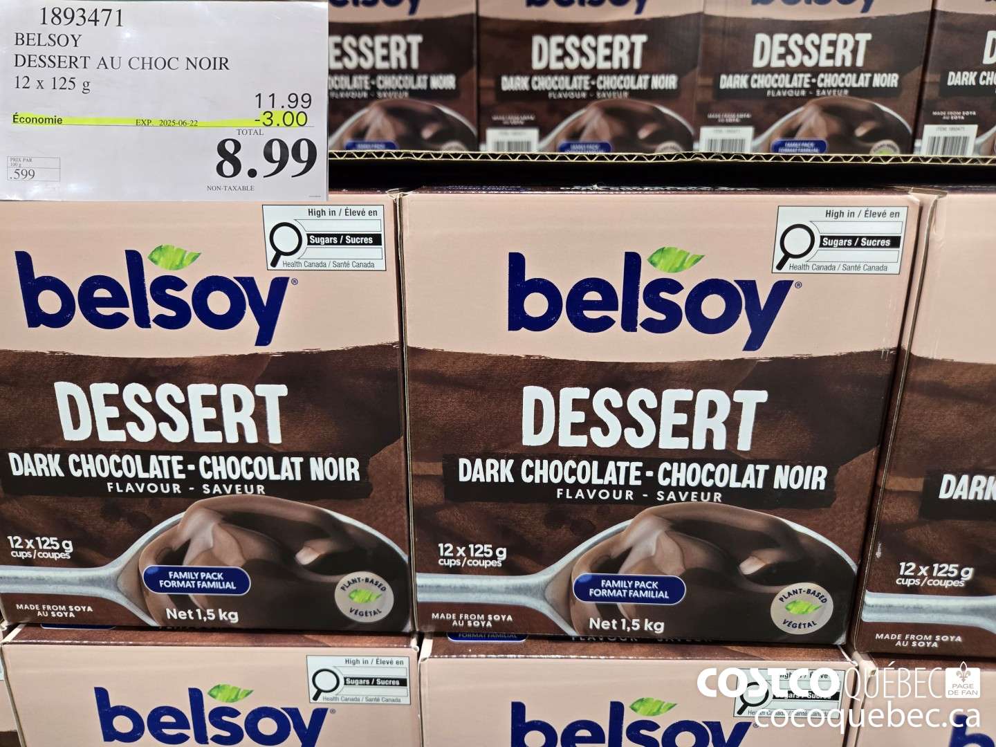1893471 BELSOY DESSERT AU CHOC NOIR 12x 125 G  (EXPIRES ON 2025-06-22) $8.99