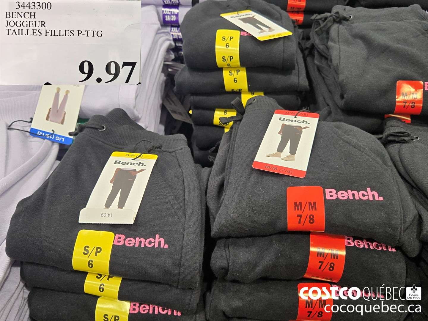 3443300 BENCH JOGGEUR TAILLES FILLES S-XXL  $9.97