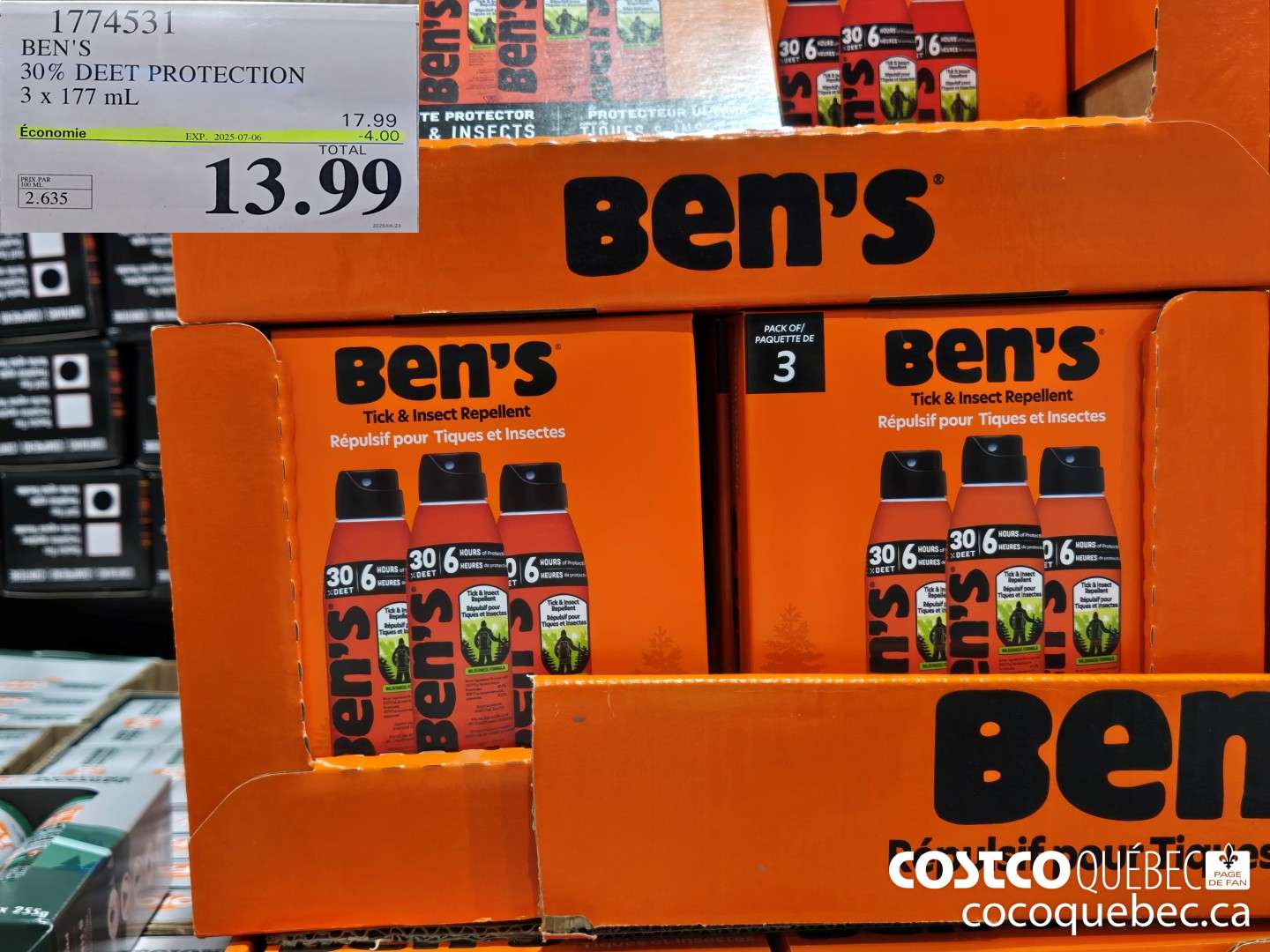 1774531 BEN'S 30% DEET PROTECTION ($4.00 INSTANT SAVINGS EXPIRES ON 2025-07-06) $13.99