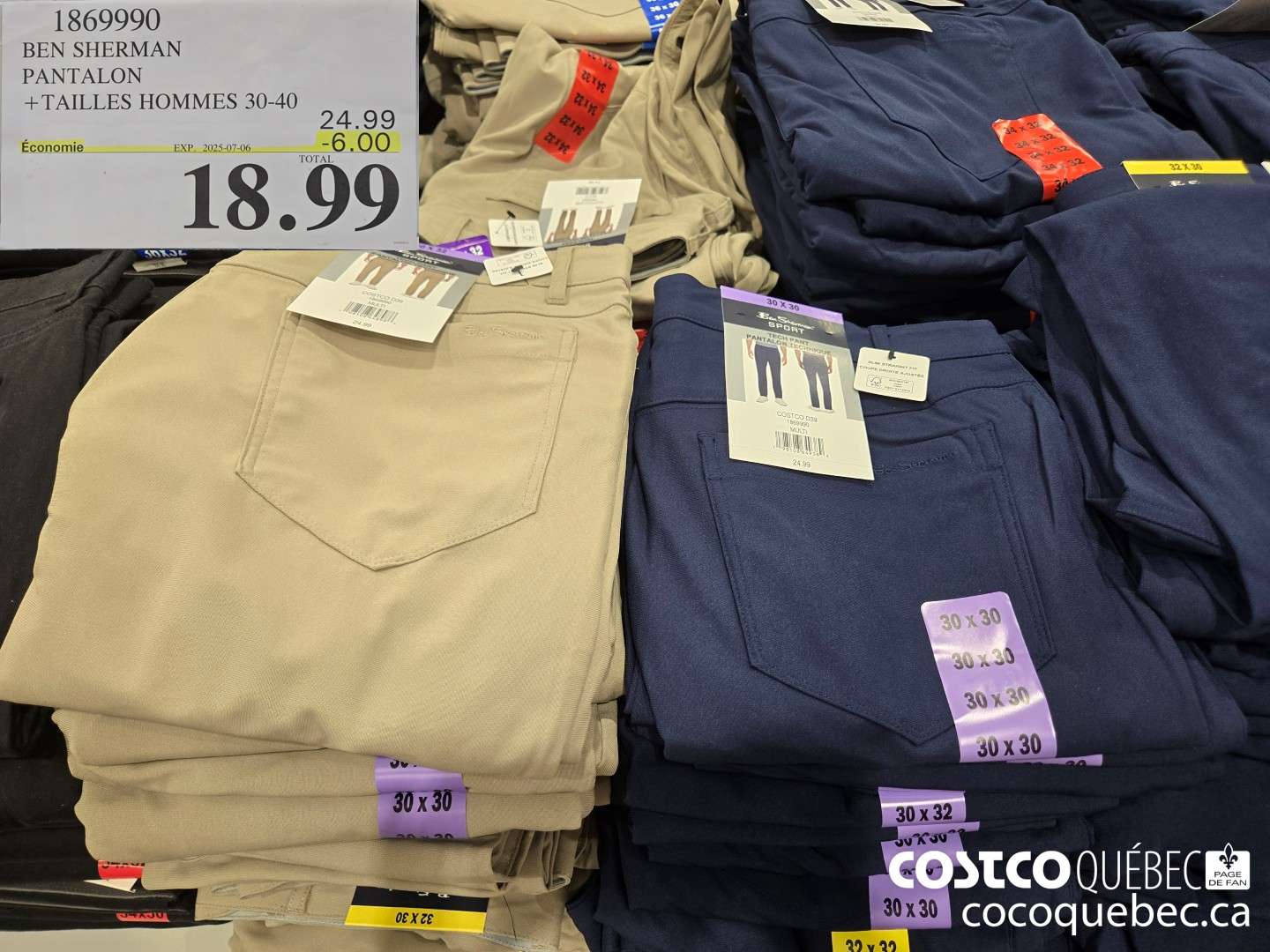 1869990 BEN SHERMAN PANTALON +TAILLES HOMMES 30-40  ($6.00 INSTANT SAVINGS EXPIRES ON 2025-07-06) $18.99