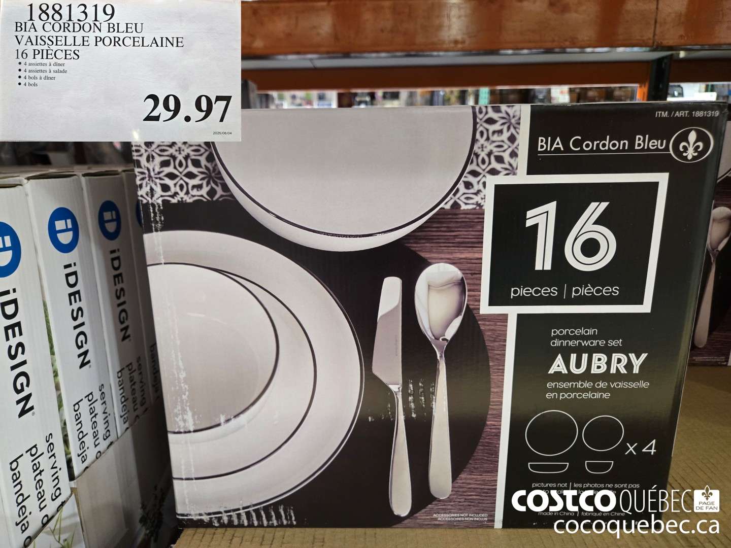 1881319 BIA CORDON BLEU VAISSELLE PORCELAINE 16 PIECES  $29.97