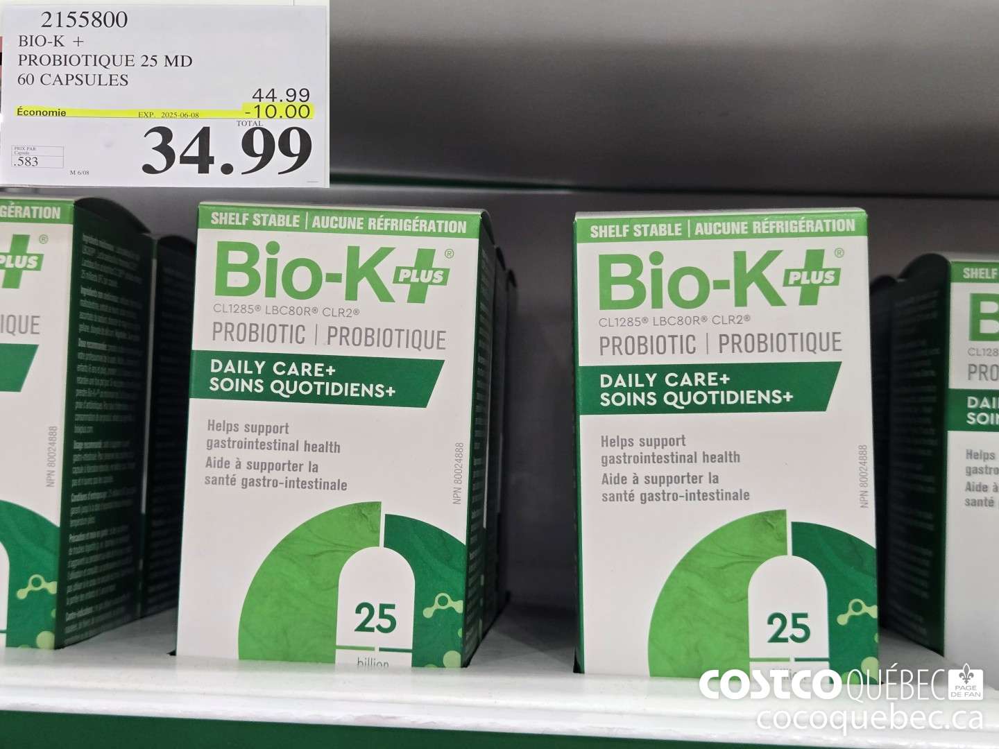 2155800 BIO-K + PROBIOTIQUE 25 MILLIA 60 CAPSULES  ($10.00 INSTANT SAVINGS EXPIRES ON 2025-06-08) $34.99