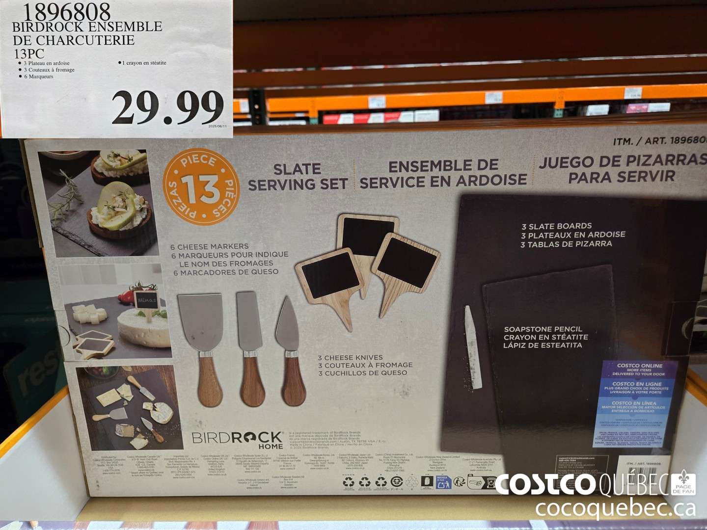 1896808 BIRDROCK ENSEMBLE DE CHARCUTERIE 13PC  $29.99