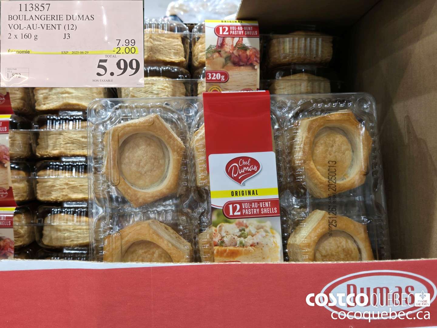 113857 BOULANGERIE DUMAS VOL-AU-VENT (12) 2 x 160 g ($2.00 INSTANT SAVINGS EXPIRES ON 2025-06-29) $5.99