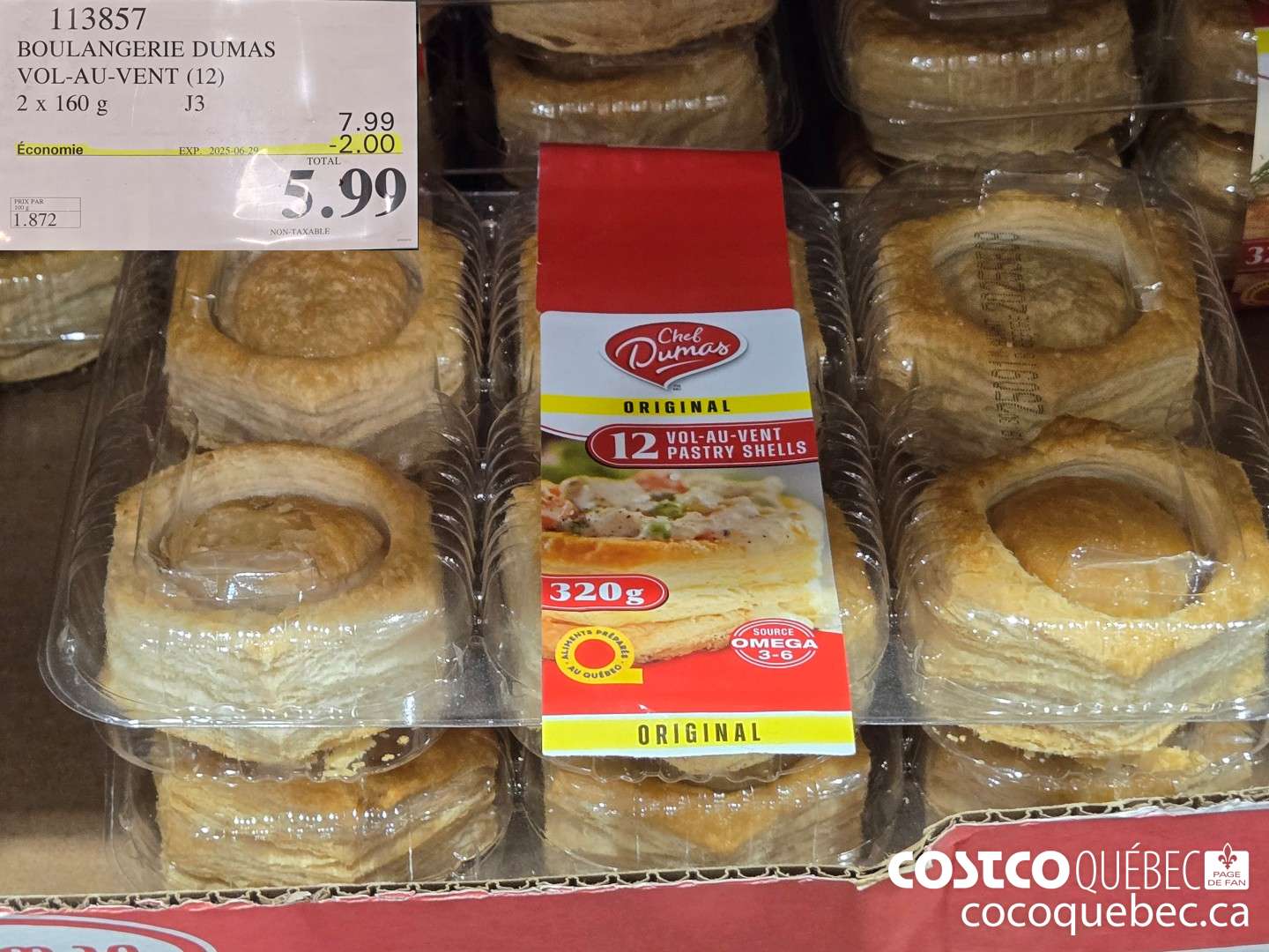 113857 BOULANGERIE DUMAS VOL-AU-VENT (12) 2 x 160 g ($2.00 INSTANT SAVINGS EXPIRES ON 2025-06-29) $5.99