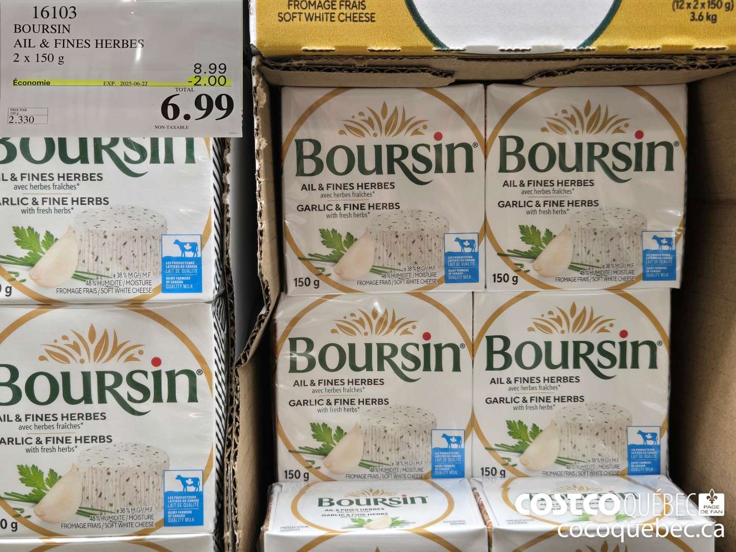16103 BOURSIN AIL & FINES HERBES 2x150 G 2025-06-22 ($2.00 INSTANT SAVINGS) $6.99