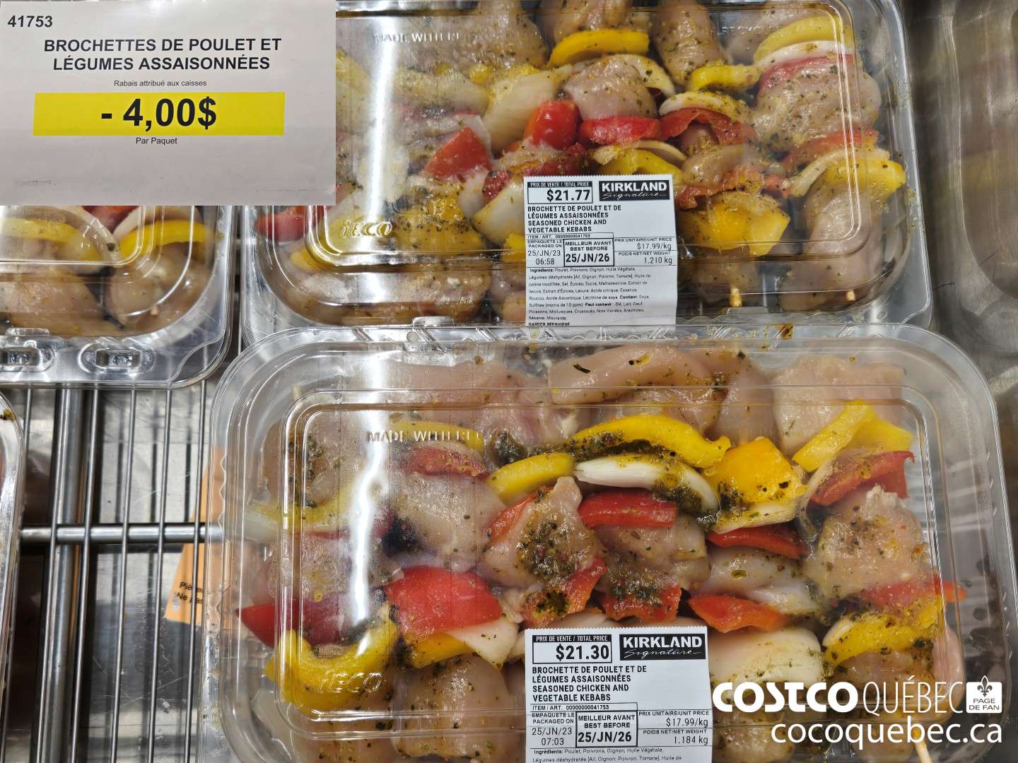41753 BROCHETTES DE POULET ET LEGUMES ASSAISONNEES  ($4.00 INSTANT SAVINGS)