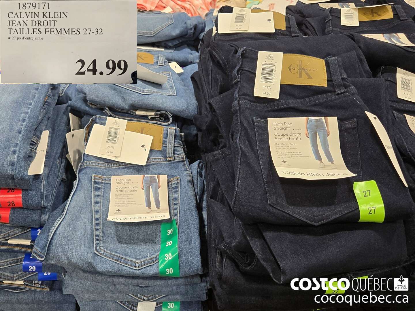 1879171 CALVIN KLEIN JEAN DROIT TAILLES FEMMES 27-32  $24.99