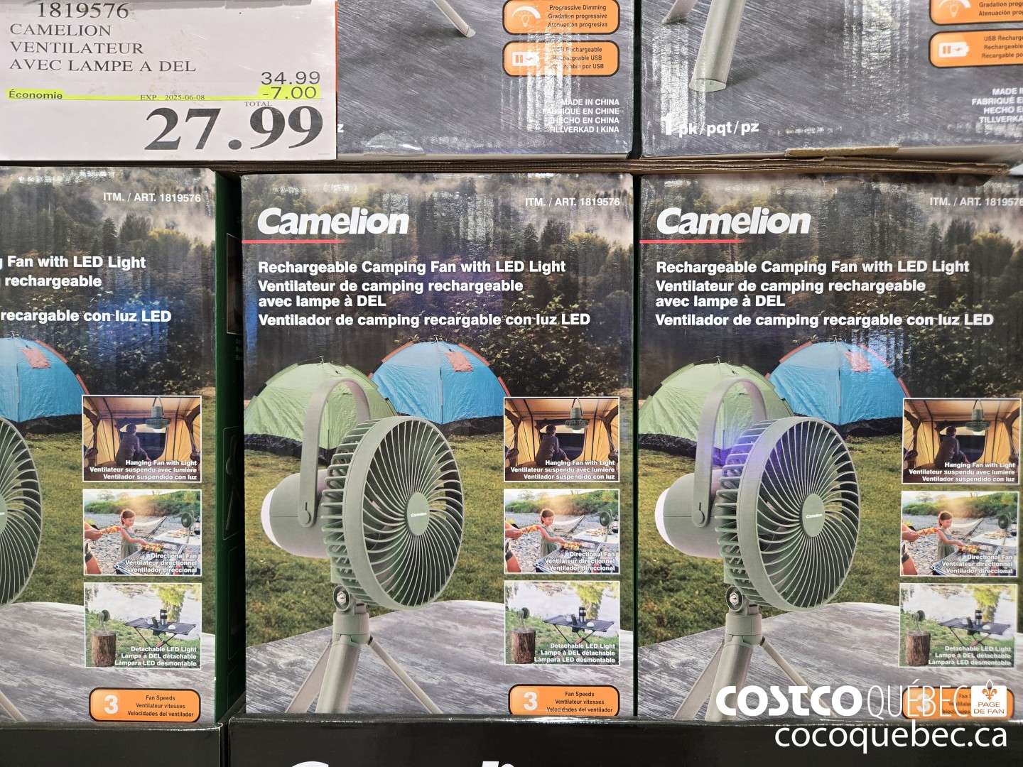1819576 CAMELION VENTILATEUR AVEC LAMPE A DEL  ($7.00 INSTANT SAVINGS EXPIRES ON 2025-06-08) $27.99