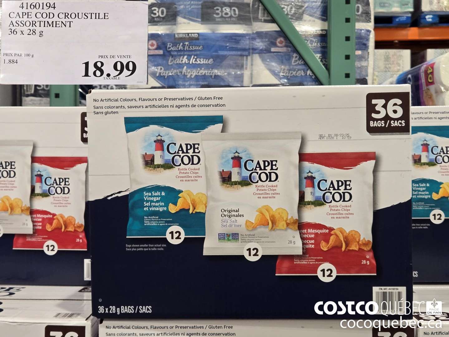 4160194 CAPE COD CROUSTILE ASSORTIMENT 36 x 28 g  $18.99