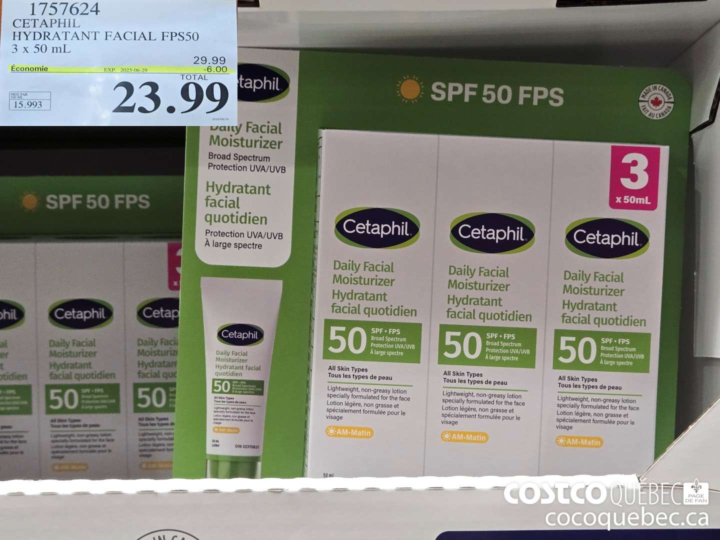 1757624 CETAPHIL HYDRATANT FACIAL FPS50  ($6.00 INSTANT SAVINGS EXPIRES ON 2025-06-29) $23.99