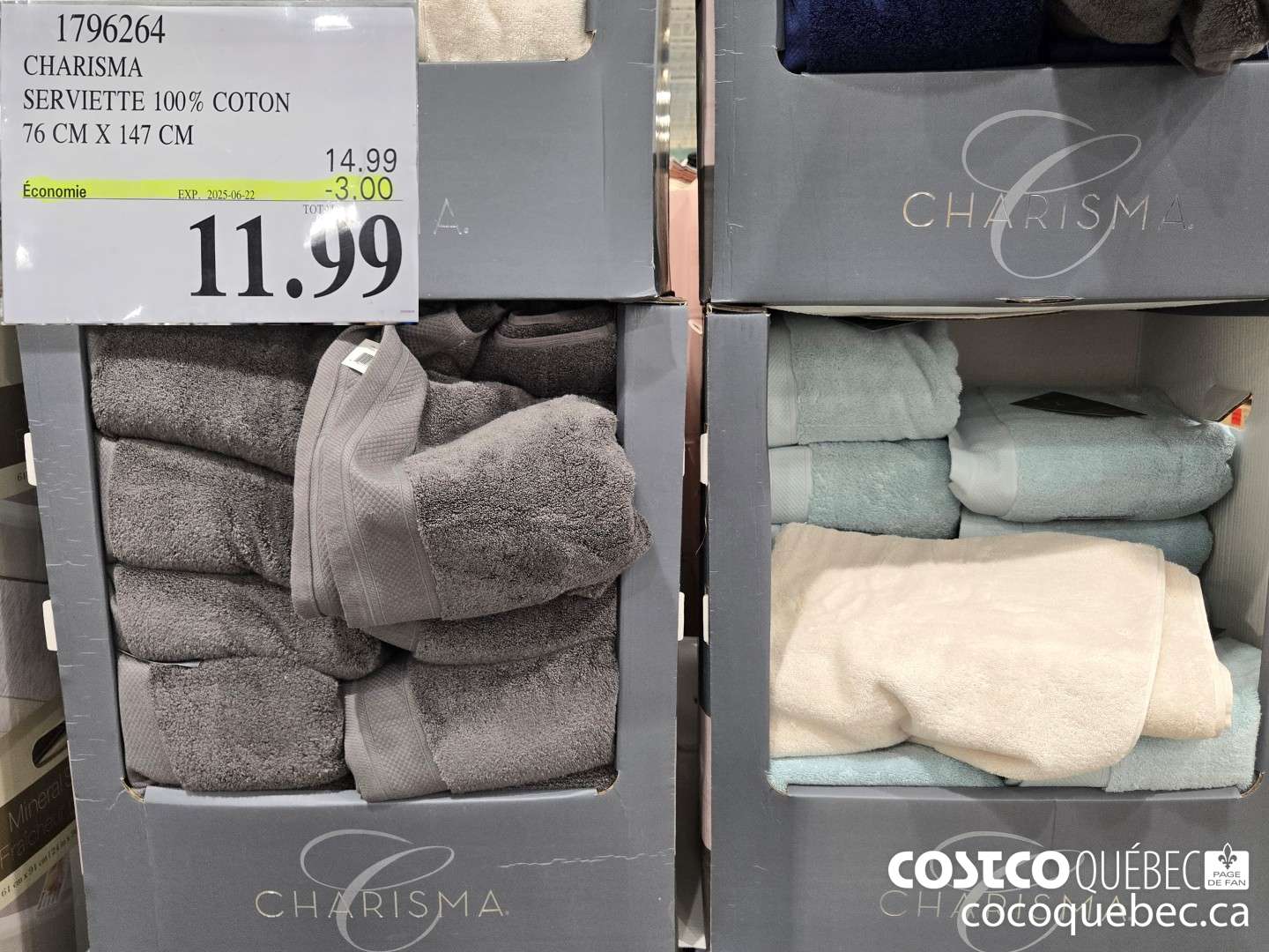 1796264 CHARISMA SERVIETTE 100% COTON 716 CM X 147 CM  ($3.00 INSTANT SAVINGS EXPIRES ON 2025-06-22) $11.99