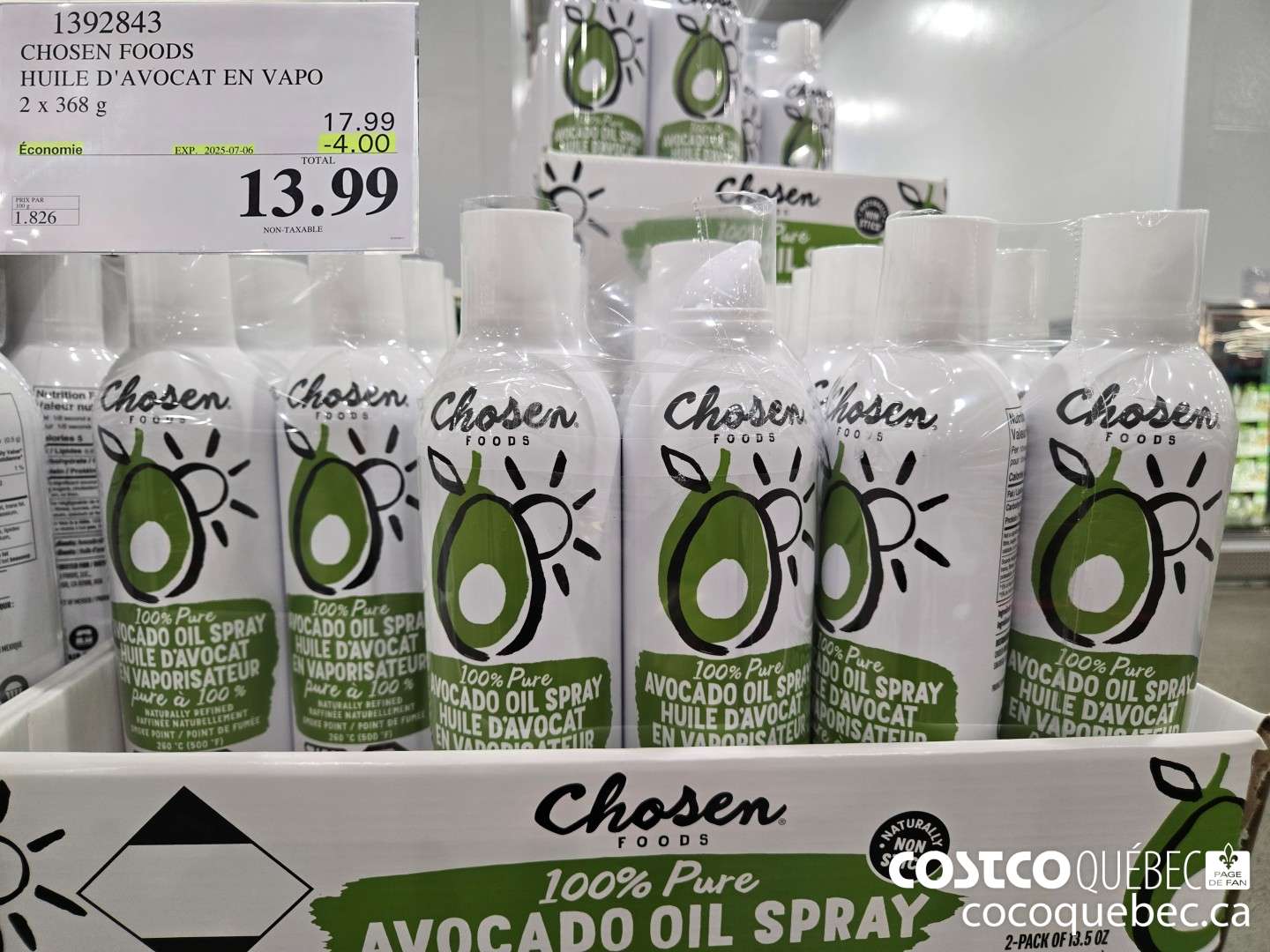1392843 CHOSEN FOODS HUILE D'AVOCAT EN VAPO  ($4.00 INSTANT SAVINGS EXPIRES ON 2025-07-06) $13.99