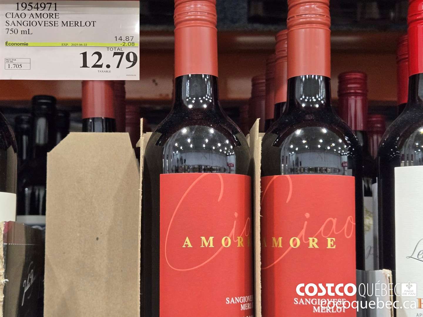 1954971 CIAO AMORE SANGIOVESE MERLOT 750 mL  ($2.08 INSTANT SAVINGS EXPIRES ON 2025-06-22) $12.79