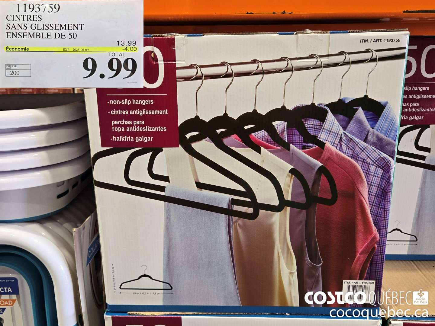 1193759 CINTRES SANS GLISSEMENT ENSEMBLE DE 50 ($4.00 INSTANT SAVINGS EXPIRES ON 2025-06-09) $23.99