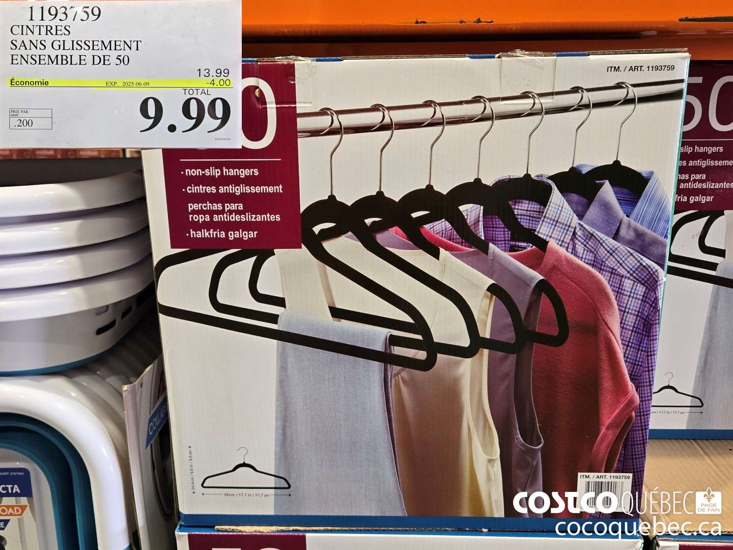 1193759 CINTRES SANS GLISSEMENT ENSEMBLE DE 50 ($4.00 INSTANT SAVINGS EXPIRES ON 2025-06-09) $23.99