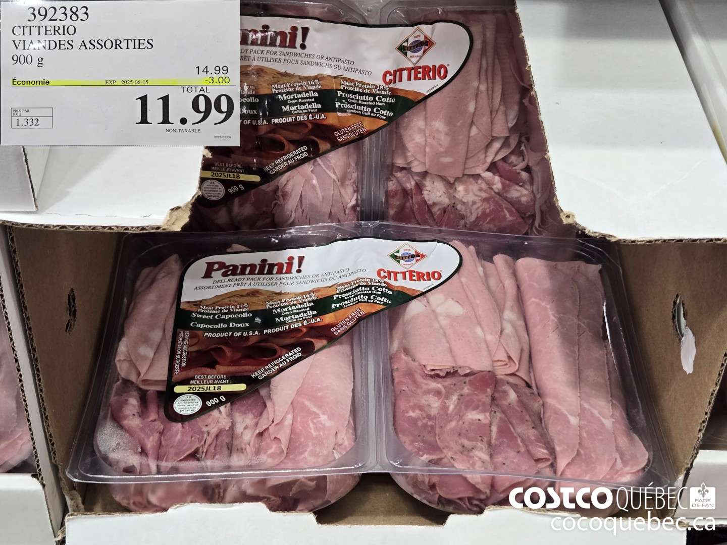 392383 CITTERIO VIANDES ASSORTIES 900 G ($3.00 INSTANT SAVINGS EXPIRES ON 2025-06-15) $11.99