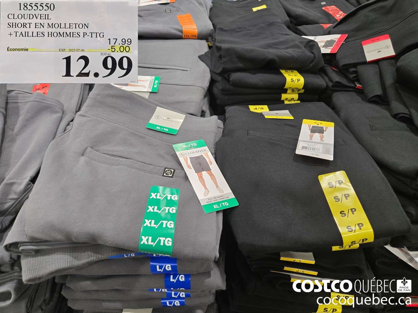 1855550 CLOUDVEIL SHORT EN MOLLETON +TAILLES HOMMES P- TTG  ($5.00 INSTANT SAVINGS EXPIRES ON 2025-07-06) $12.99