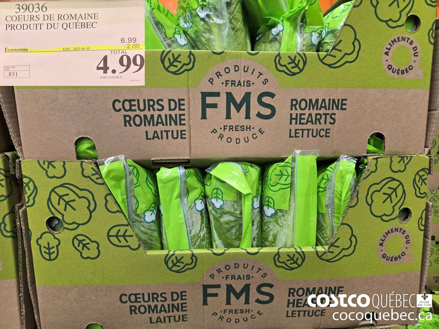 39036 COEURS DE ROMAINE PRODUIT DU QUEBEC ($2.00 INSTANT SAVINGS EXPIRES ON 2025-06-30) $4.99