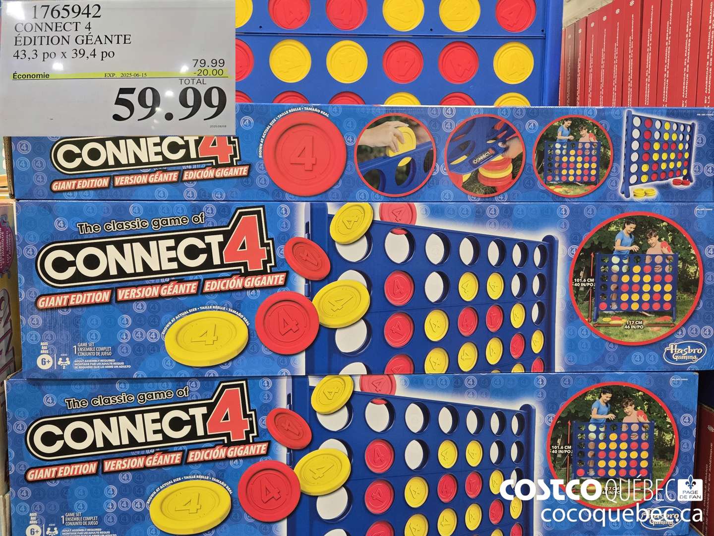 1765942 CONNECT 4 EDITION GEANTE 43,3 po x 39,4 po  ($20.00 INSTANT SAVINGS EXPIRES ON 2025-06-15) $59.99