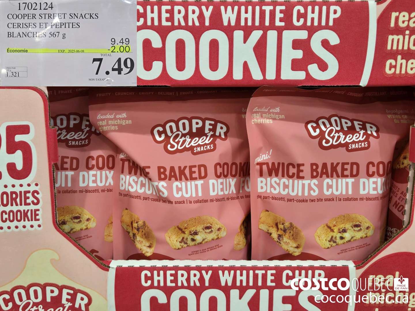 1702124 COOPER STREET SNACKS CERISES ET PEPISES BLANCHES 567 G  ($2.00 INSTANT SAVINGS EXPIRES ON 2025-06-08) $7.49