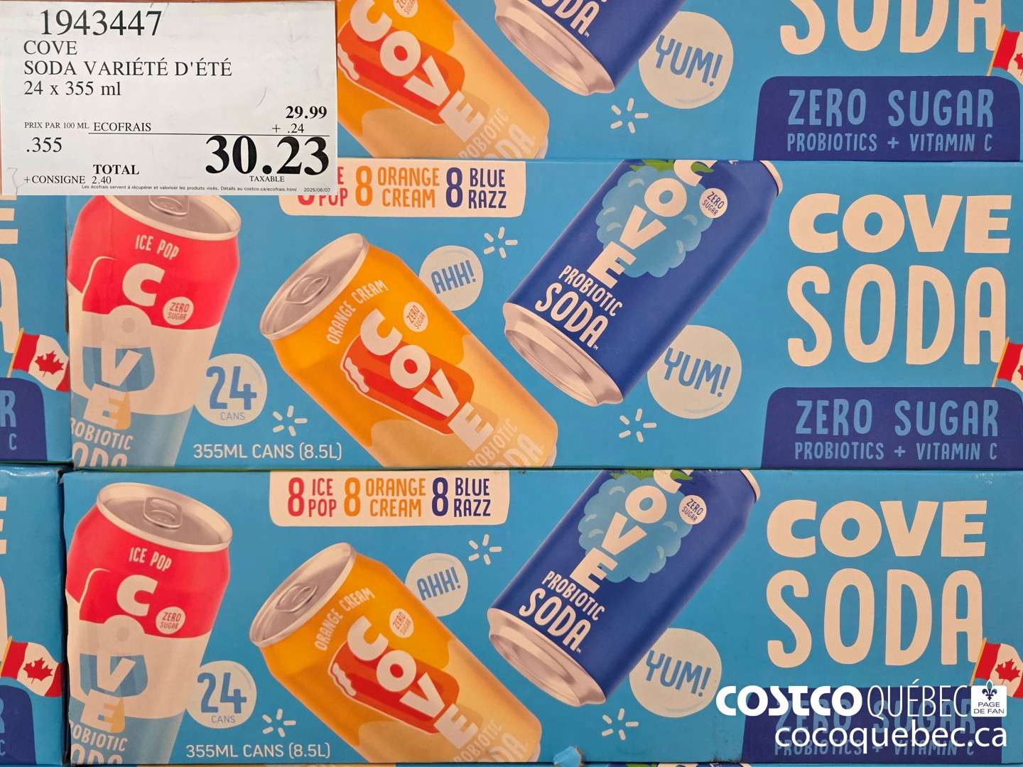 1943447 COVE SODA VARIETE D'ETE 24x 355 ml  $30.23