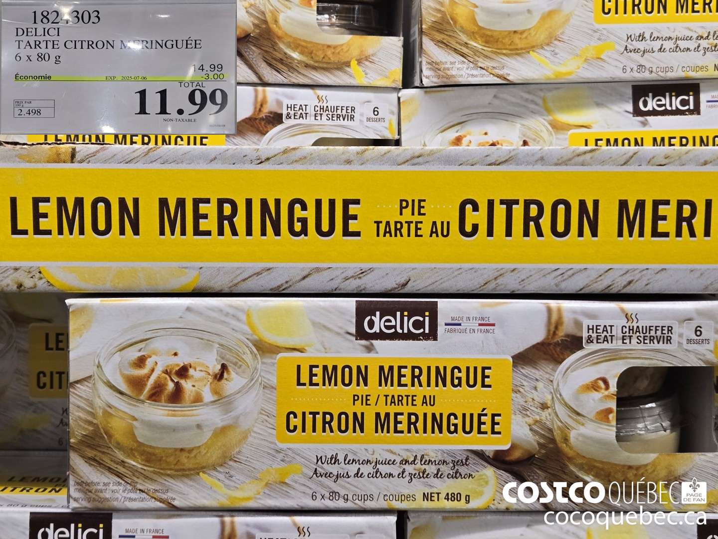 1824303 DELICI TARTE CITRON MERINGUEE 6x 80 g  ($3.00 INSTANT SAVINGS EXPIRES ON 2025-07-06) $11.99