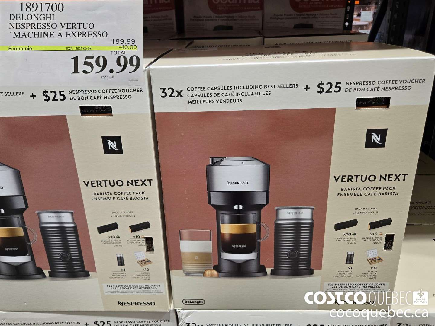 1891700 DELONGHI NESPRESSO VERTUO MACHINE A EXPRESSO  ($40.00 INSTANT SAVINGS EXPIRES ON 2025-06-08) $159.99