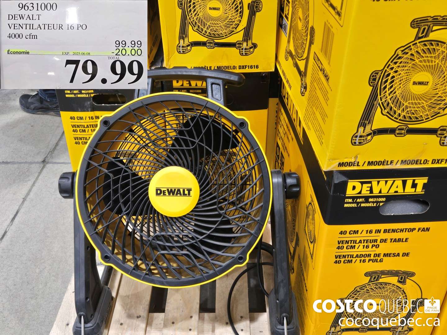 9631000 DEWALT VENTILATEUR 16 PO 4000 CFM ($20.00 INSTANT SAVINGS EXPIRES ON 2025-06-08) $79.99
