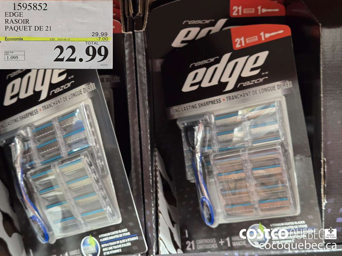 1595852 EDGE RASOIR 21 CARTOUCHES  ($7.00 INSTANT SAVINGS EXPIRES ON 2025-06-15) $22.99