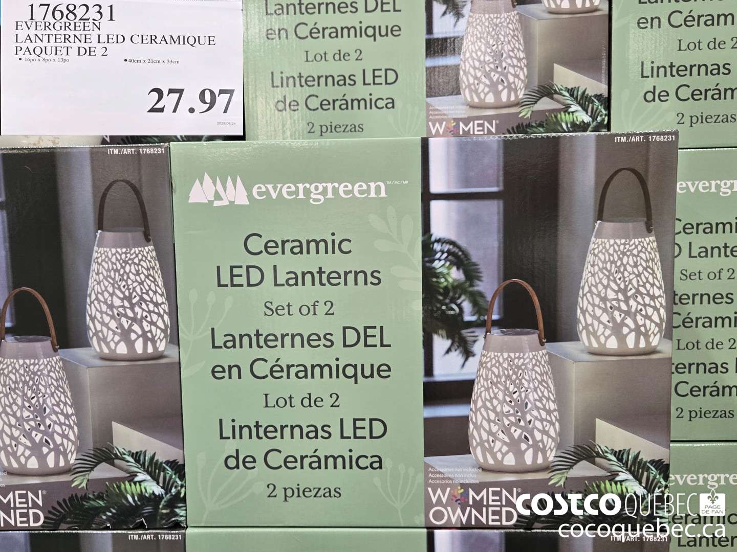 1768231 EVERGREEN LANTERNE LED CERAMIQUE PAQUET DE 2  $27.97