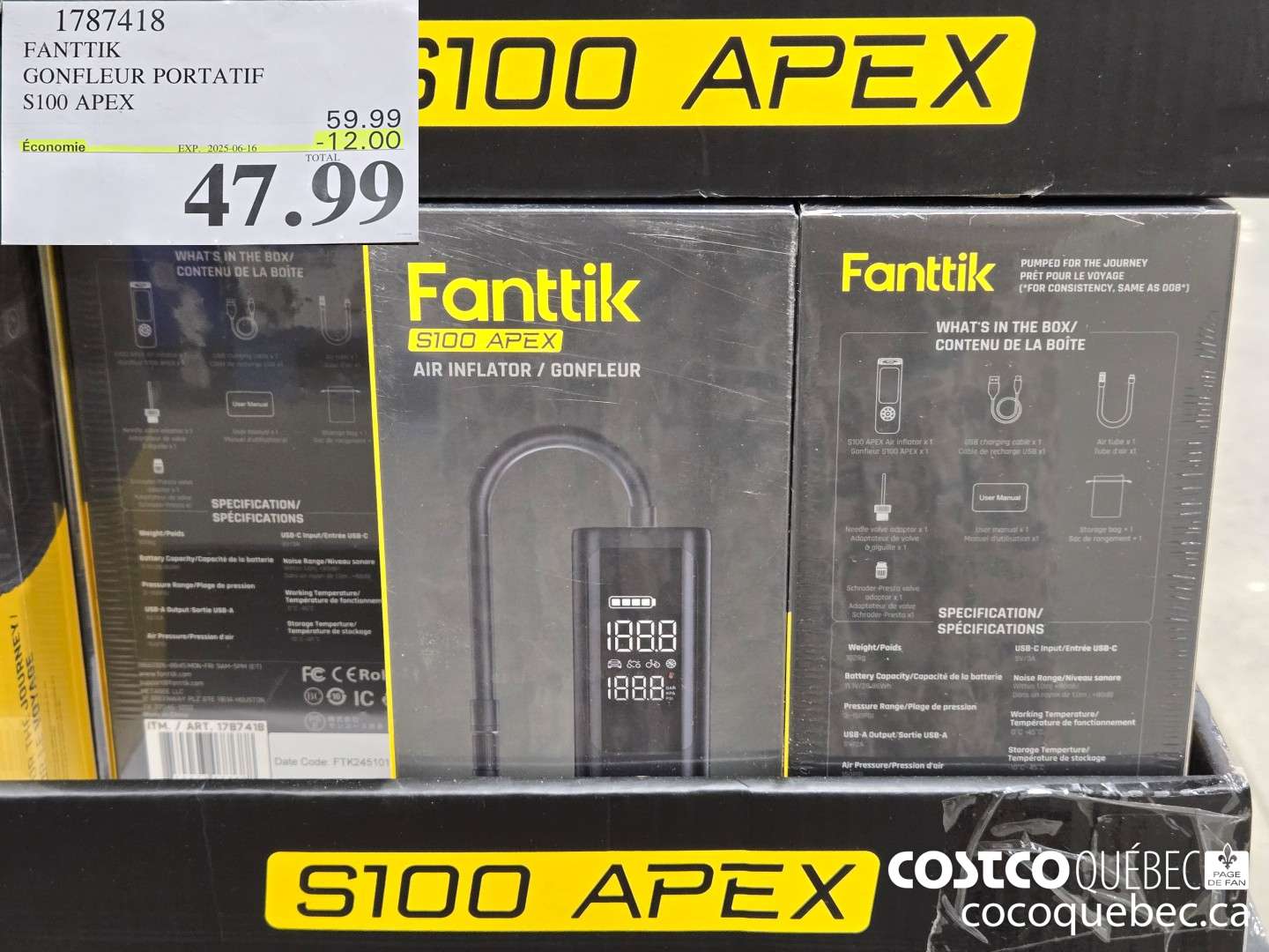1787418 FANTTIK GONFLEUR PORTATIF S1OOQ APEX 2025-06-16  ($12.00 INSTANT SAVINGS) $47.99