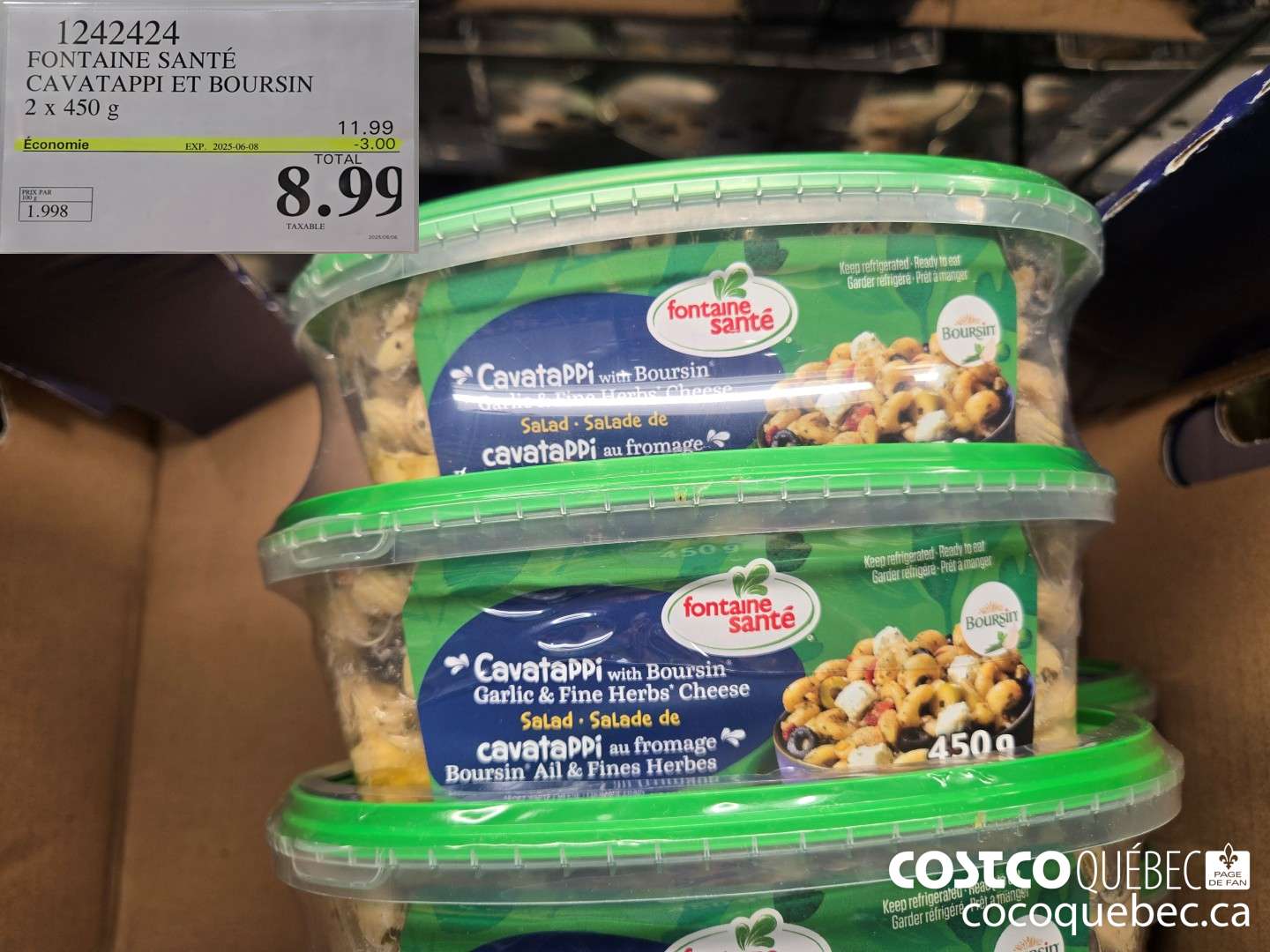 1242424 FONTAINE SANTE CAVATAPPI ET BOURSIN 2x 450 g  ($3.00 INSTANT SAVINGS EXPIRES ON 2025-06-08) $8.99