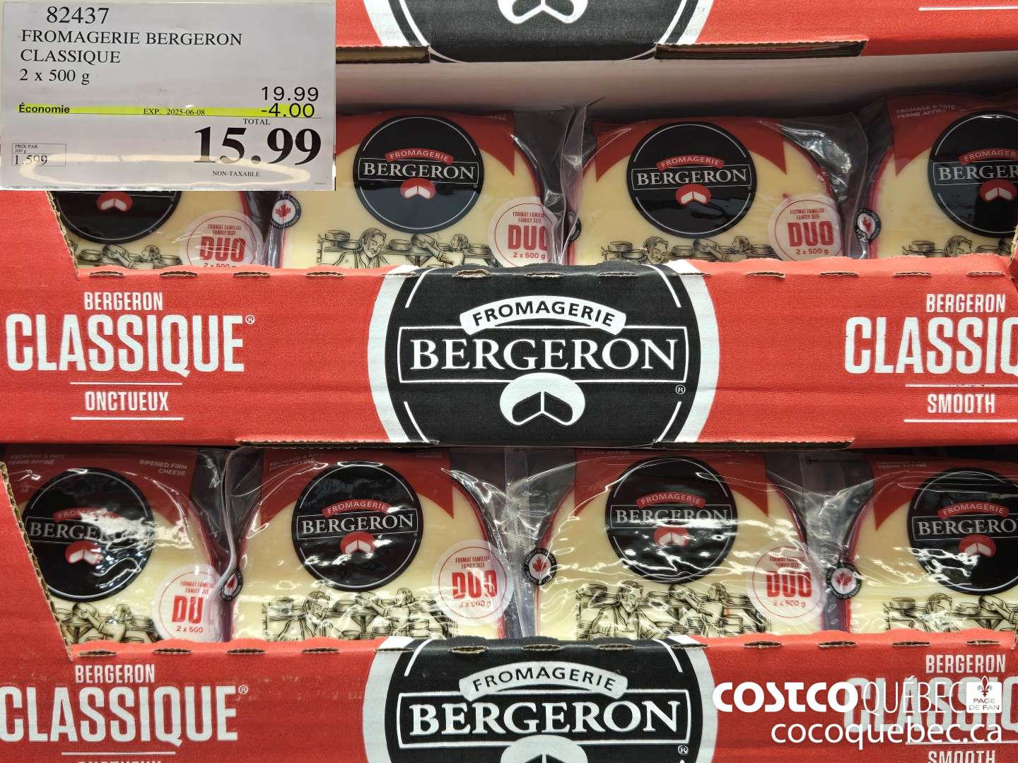 82437 FROMAGERIE BERGERON CLASSIQUE - 2 x 500 g  ($4.00 INSTANT SAVINGS EXPIRES ON 2025-06-08) $15.99