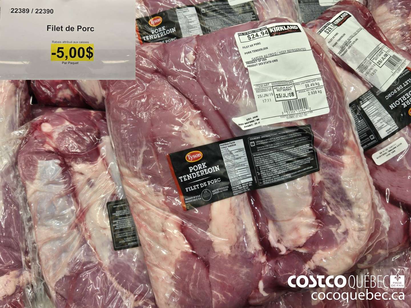 22389 Filet de Porc Rabais attribué aux caisses  ($5.00 INSTANT SAVINGS)